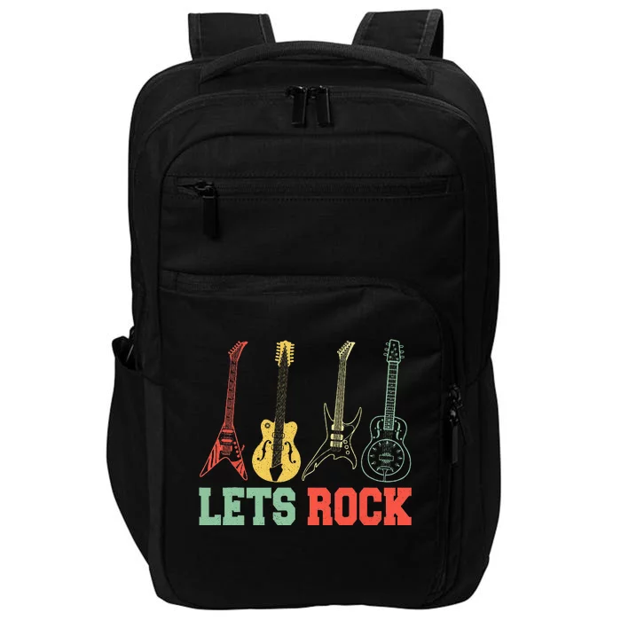 Lets Rock Rock N Roll Guitar Retro Impact Tech Backpack