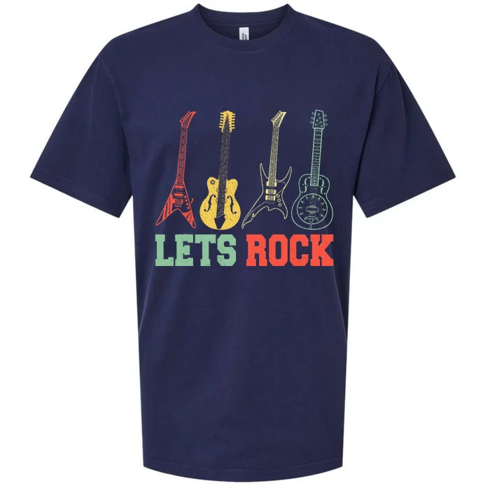 Lets Rock Rock N Roll Guitar Retro Sueded Cloud Jersey T-Shirt