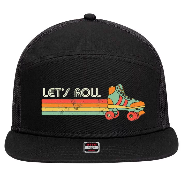 LetS Roll Roller Skating Skater Skate Retro 7 Panel Mesh Trucker Snapback Hat