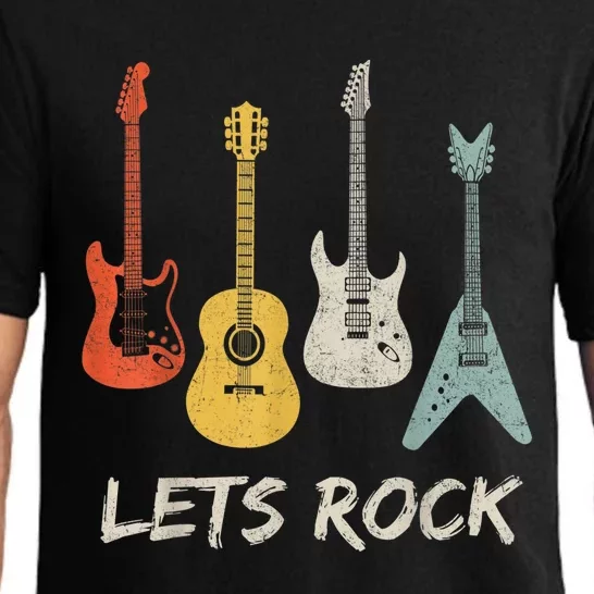 Lets Rock Rock n Roll Guitar Retro Gift   Shirt Pajama Set