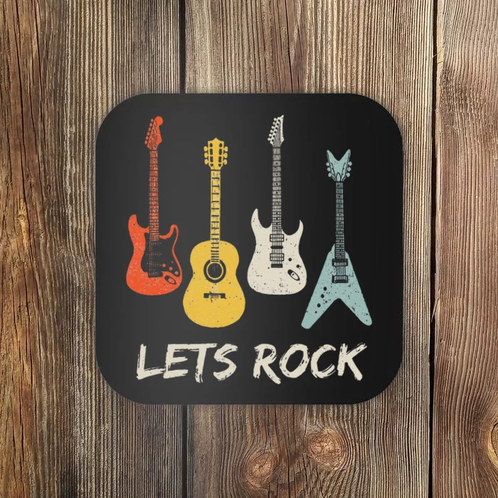 Lets Rock Rock n Roll Guitar Retro lovers Coaster