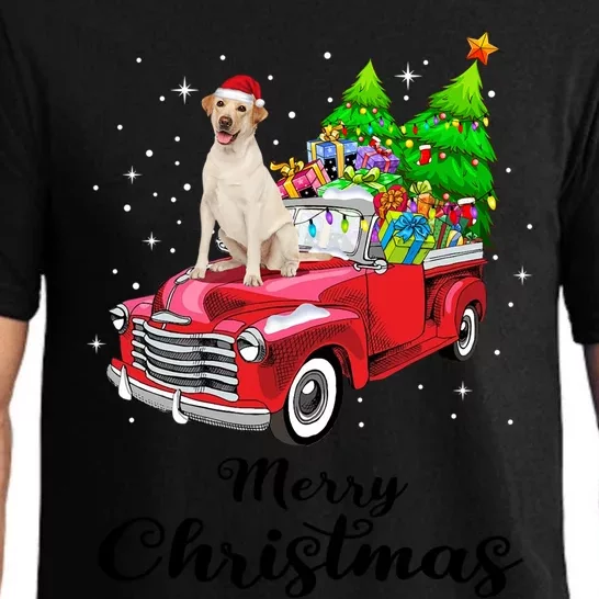 Labrador Retriever Ride Red Truck Christmas Pajama Gift Pajama Set