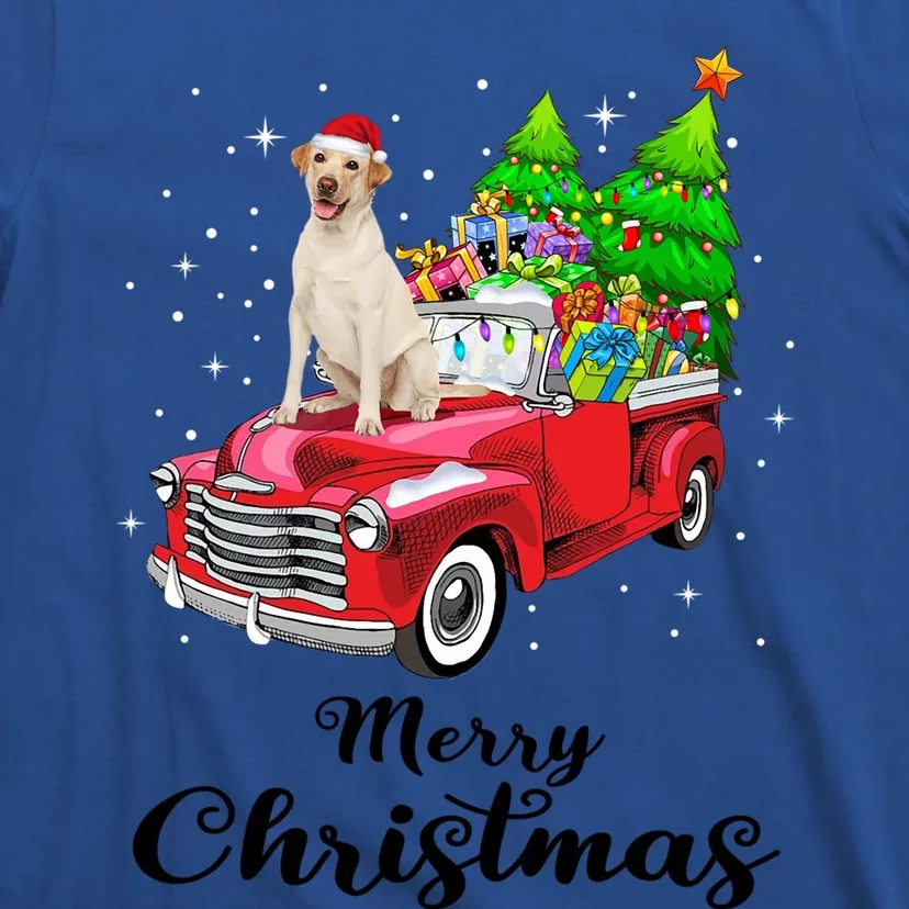 Labrador Retriever Ride Red Truck Christmas Pajama Gift T-Shirt