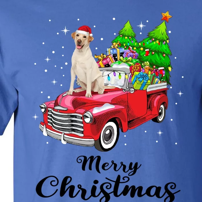 Labrador Retriever Ride Red Truck Christmas Pajama Gift Tall T-Shirt