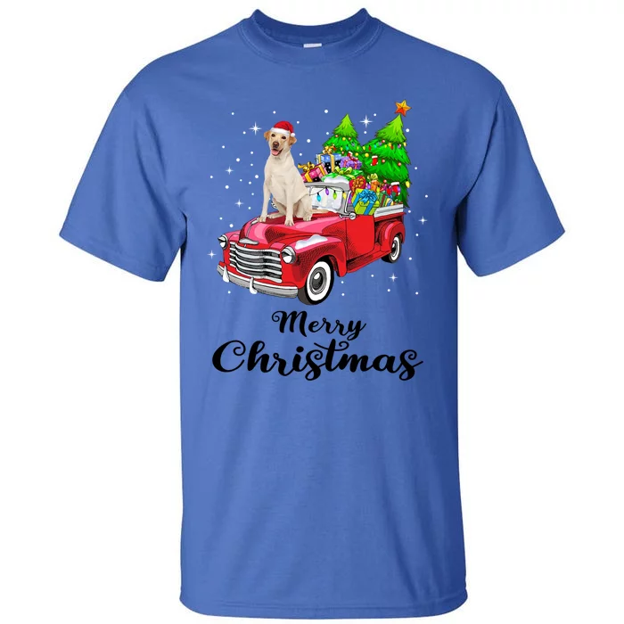 Labrador Retriever Ride Red Truck Christmas Pajama Gift Tall T-Shirt