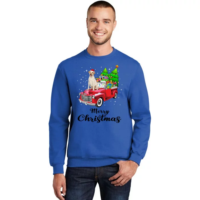 Labrador Retriever Ride Red Truck Christmas Pajama Gift Tall Sweatshirt