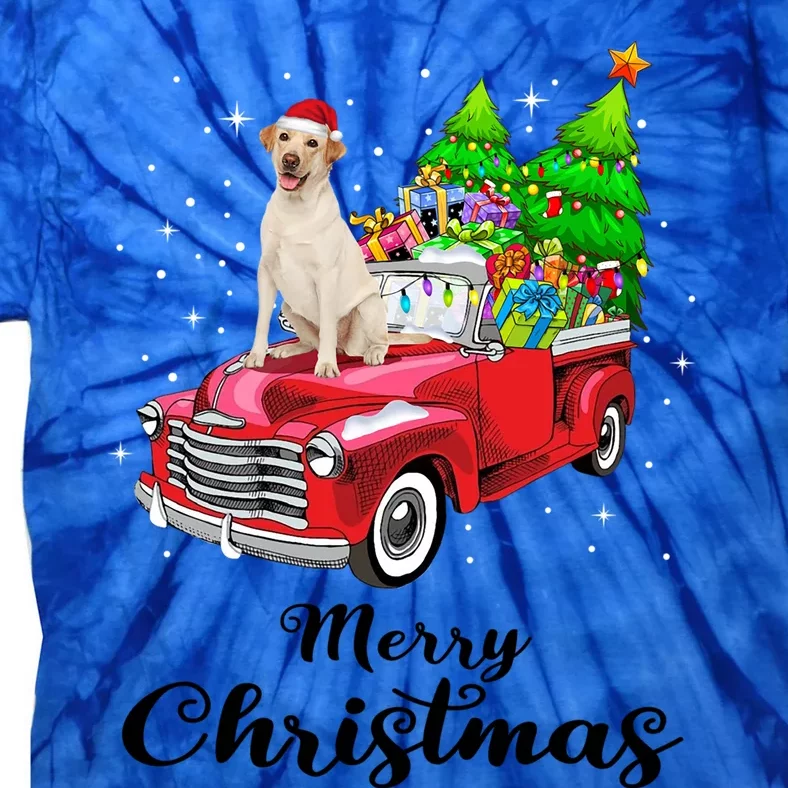 Labrador Retriever Ride Red Truck Christmas Pajama Gift Tie-Dye T-Shirt