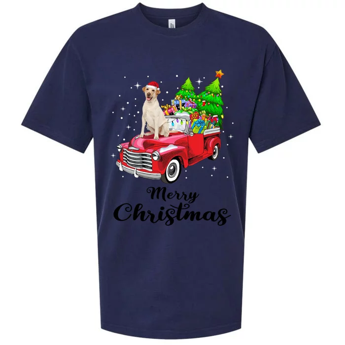 Labrador Retriever Ride Red Truck Christmas Pajama Gift Sueded Cloud Jersey T-Shirt