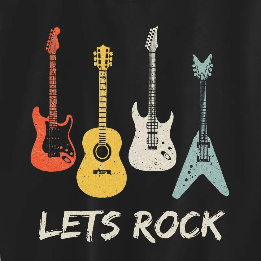 Lets Rock Rock n Roll Guitar Retro Kids Sweatshirt