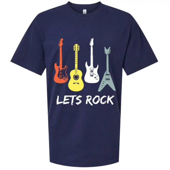 Lets Rock Rock N Roll Guitar Retro Gift Men Women Sueded Cloud Jersey T-Shirt