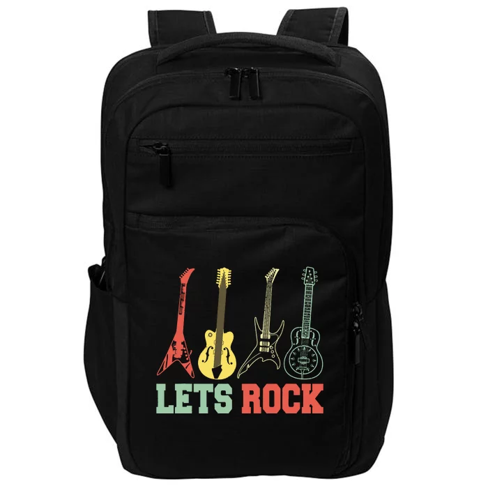 Lets Rock Rock N Roll Guitar Retro Impact Tech Backpack