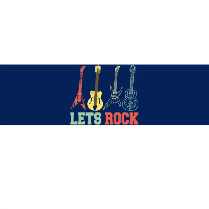 Lets Rock Rock N Roll Guitar Retro Bumper Sticker