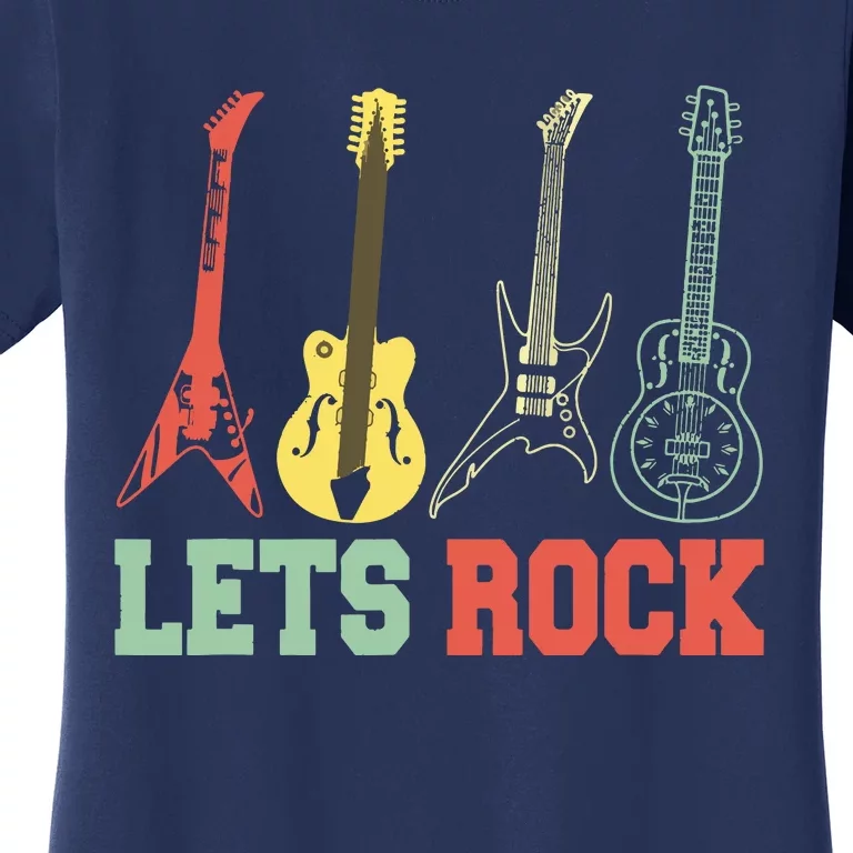 Lets Rock Rock N Roll Guitar Retro Women's T-Shirt