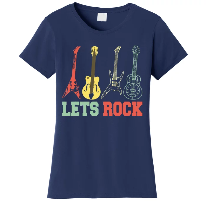 Lets Rock Rock N Roll Guitar Retro Women's T-Shirt