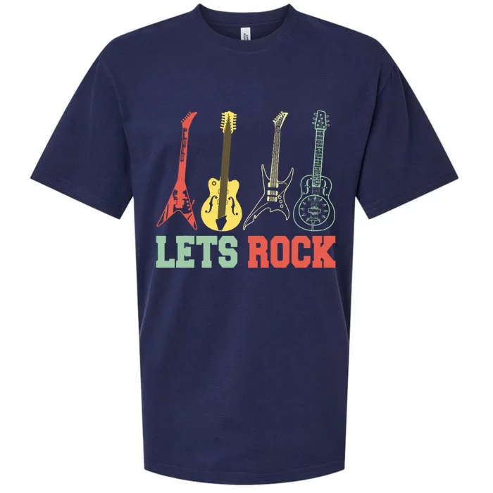 Lets Rock Rock N Roll Guitar Retro Sueded Cloud Jersey T-Shirt