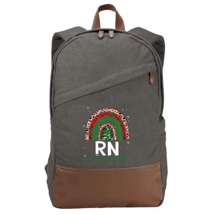 Leopard Rainbow Rn Squad Nurse Christmas Tree Xmas Holiday Gift Cotton Canvas Backpack