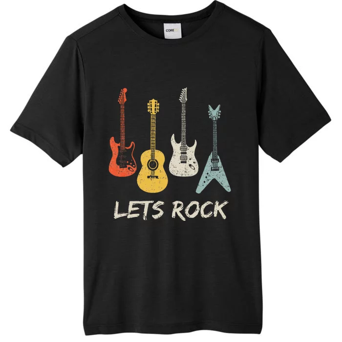 Lets Rock Rock N Roll Guitar Retro Gift ChromaSoft Performance T-Shirt