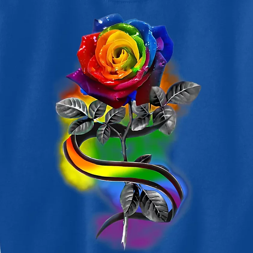 Lgbt Rose Rainbow Gay Pride Rose Flowers Floral Lgbt Flag Gift Kids Sweatshirt