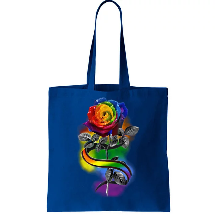 Lgbt Rose Rainbow Gay Pride Rose Flowers Floral Lgbt Flag Gift Tote Bag