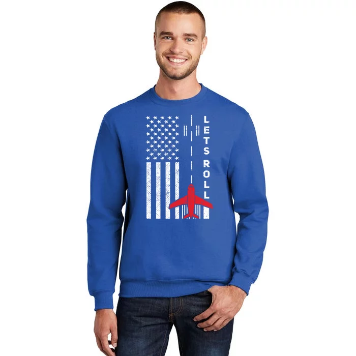 Lets Roll Retro Airplane Pilot Aviation American Flag Gift Sweatshirt