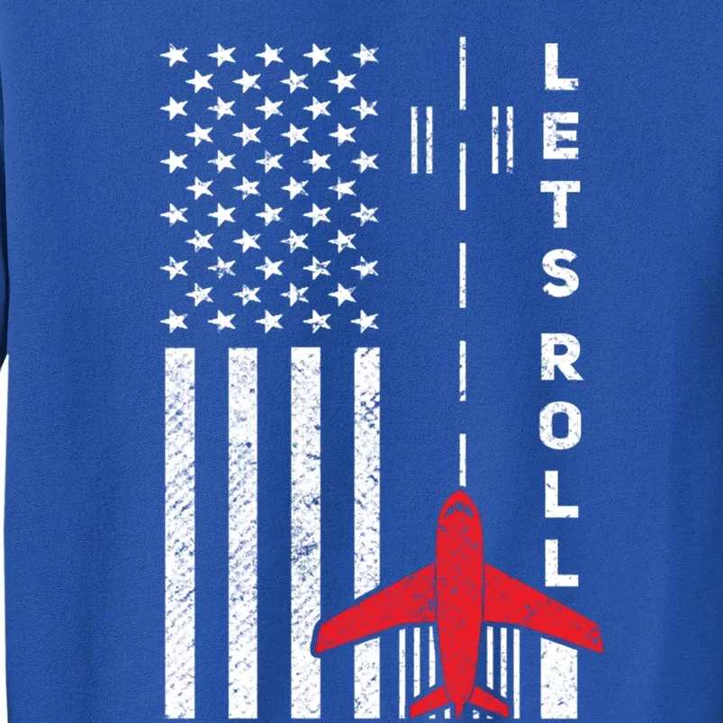 Lets Roll Retro Airplane Pilot Aviation American Flag Gift Sweatshirt