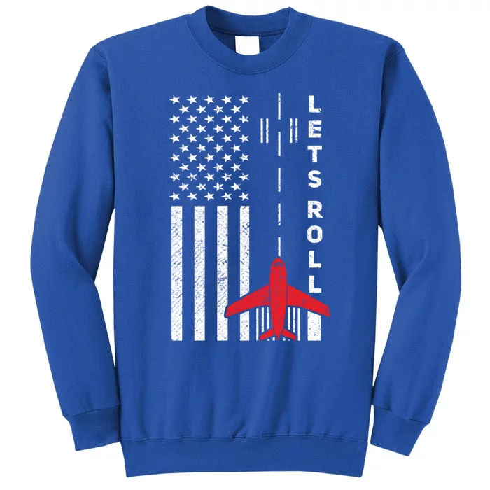 Lets Roll Retro Airplane Pilot Aviation American Flag Gift Sweatshirt