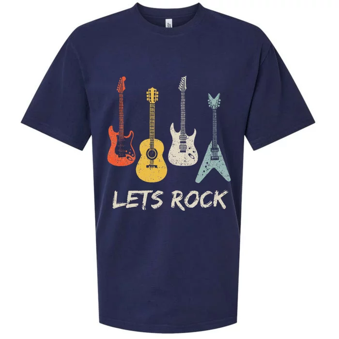 Lets Rock Rock N Roll Guitar Retro Gift Women Sueded Cloud Jersey T-Shirt