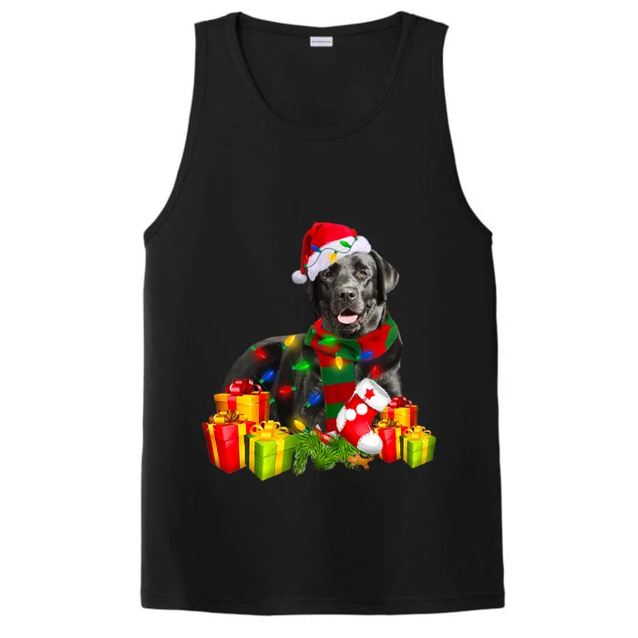 Labrador Retriever Reindeer Xmas Light Christmas Santa Hat Gift Performance Tank