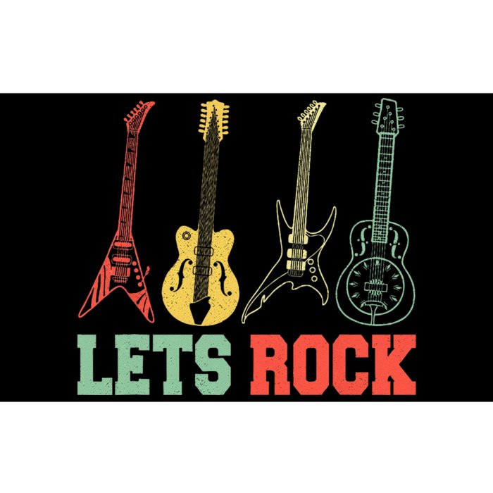 Lets Rock Rock N Roll Guitar Retro Bumper Sticker