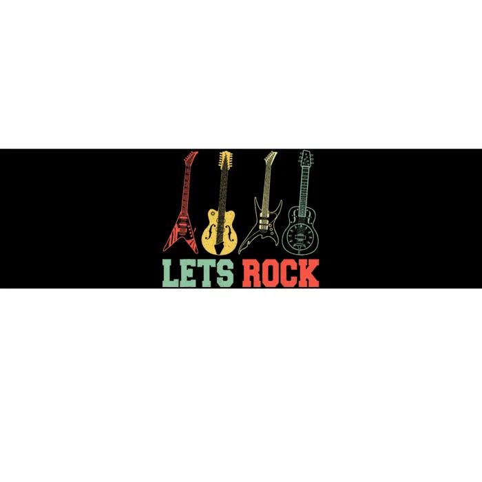 Lets Rock Rock N Roll Guitar Retro Bumper Sticker