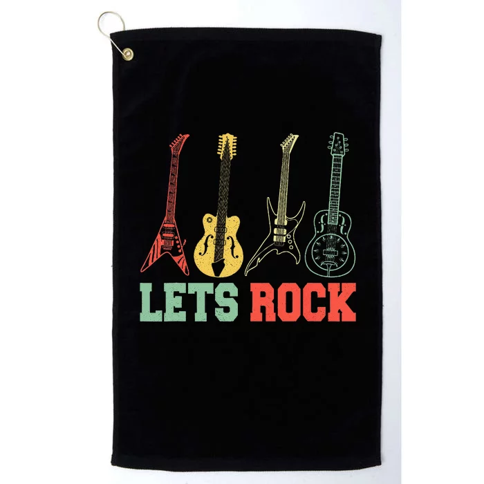 Lets Rock Rock N Roll Guitar Retro Platinum Collection Golf Towel