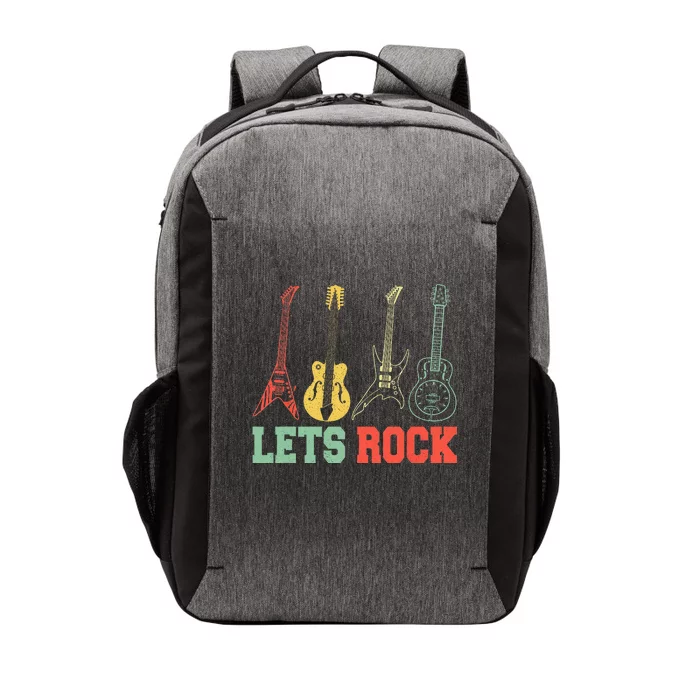 Lets Rock Rock N Roll Guitar Retro Vector Backpack