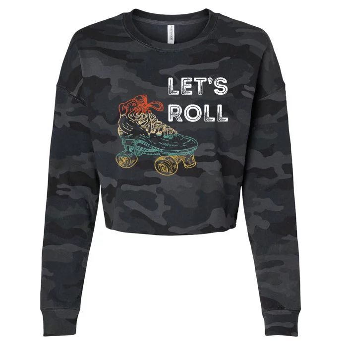 Let's Roll Roller Skating Roller Skater Skating Rink Cropped Pullover Crew