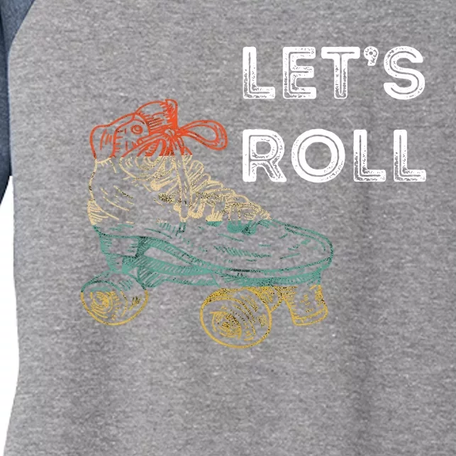 Let's Roll Roller Skating Roller Skater Skating Rink Women's Tri-Blend 3/4-Sleeve Raglan Shirt