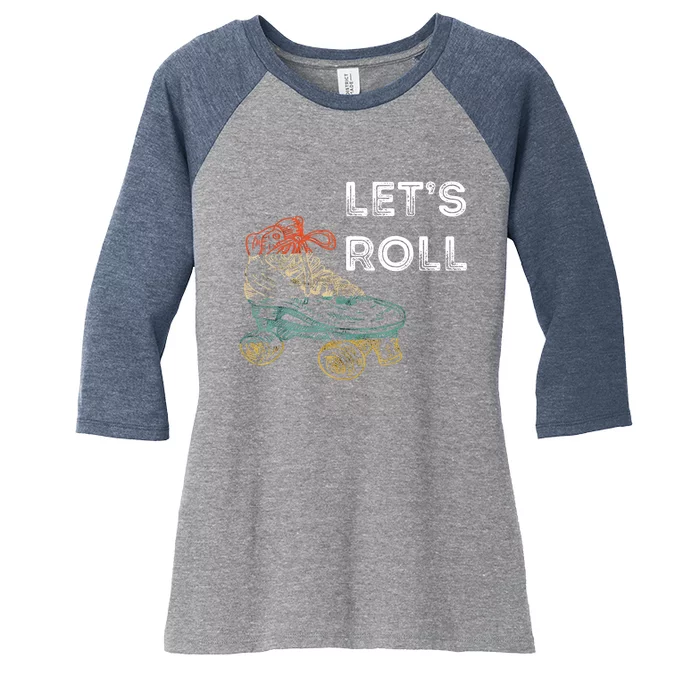 Let's Roll Roller Skating Roller Skater Skating Rink Women's Tri-Blend 3/4-Sleeve Raglan Shirt