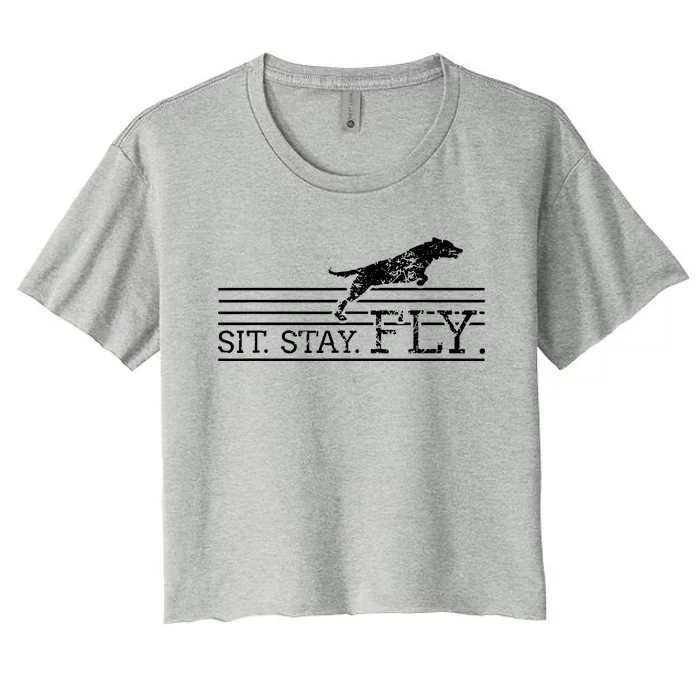 Labrador Retriever Sit Stay Fly Dock Diving Dog Breeder Women's Crop Top Tee