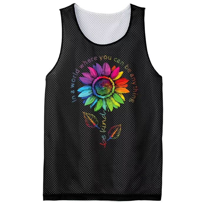 LGBTQ Rainbow Sunflower World Flower Pride Be Equality Kind Mesh Reversible Basketball Jersey Tank