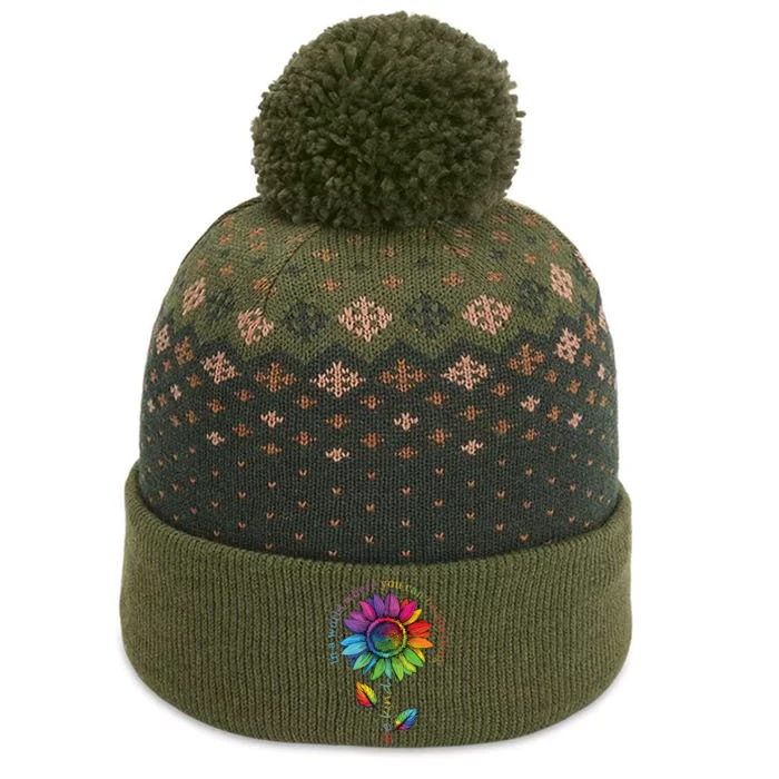 LGBTQ Rainbow Sunflower World Flower Pride Be Equality Kind The Baniff Cuffed Pom Beanie