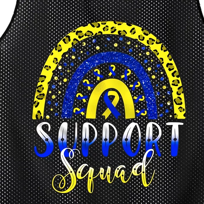 Leopard Rainbow Support Squad T21 Down Syndrome Boho Rainbow Yellow Blue Ribbon Mesh Reversible Basketball Jersey Tank