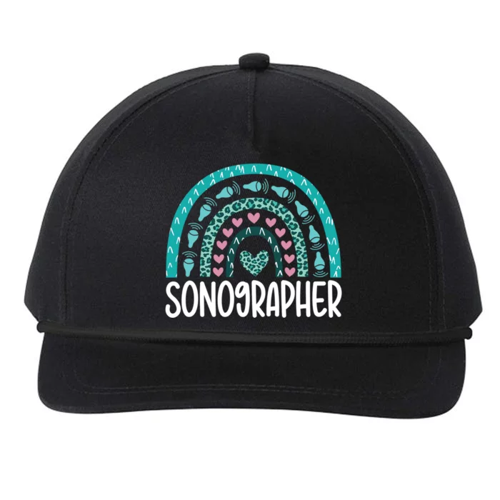 Leopard Rainbow Sonographer Ultrasound Tech Sonography Cute Gift Snapback Five-Panel Rope Hat