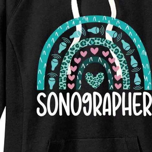 Leopard Rainbow Sonographer Ultrasound Tech Sonography Cute Gift Women's Fleece Hoodie