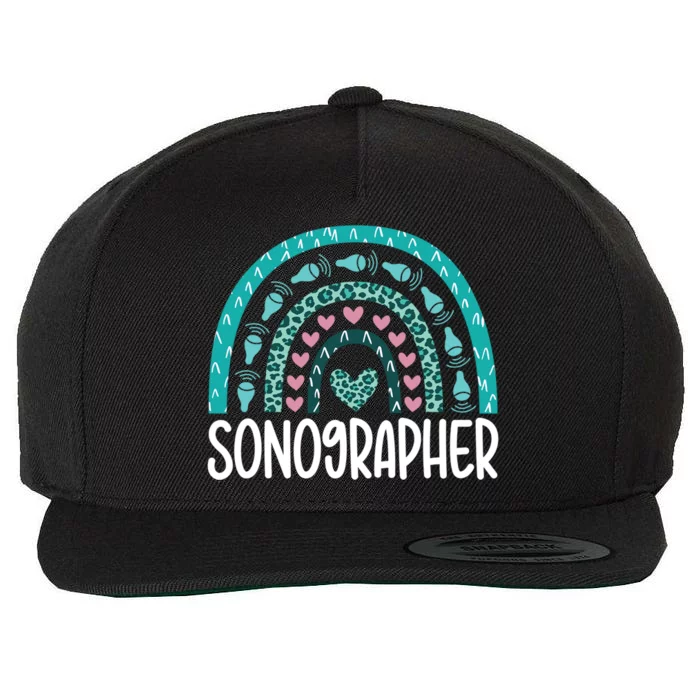 Leopard Rainbow Sonographer Ultrasound Tech Sonography Cute Gift Wool Snapback Cap