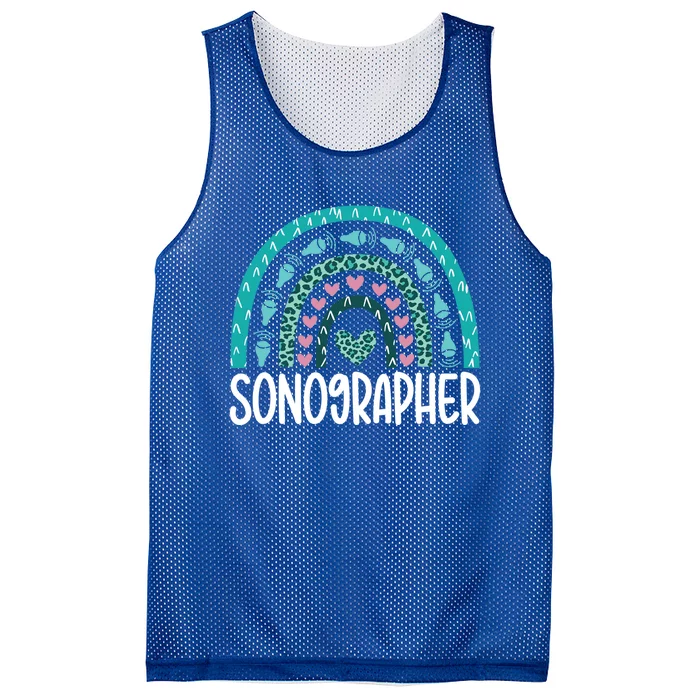 Leopard Rainbow Sonographer Ultrasound Tech Sonography Cute Gift Mesh Reversible Basketball Jersey Tank