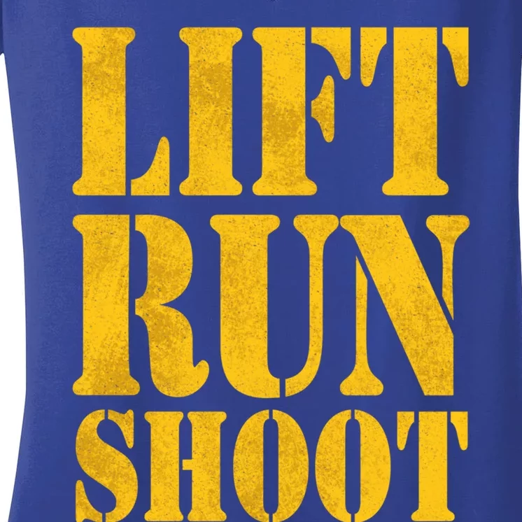 Lift Run Shoot Military Police Operator Fitness Gym Day Gift Women's V-Neck T-Shirt