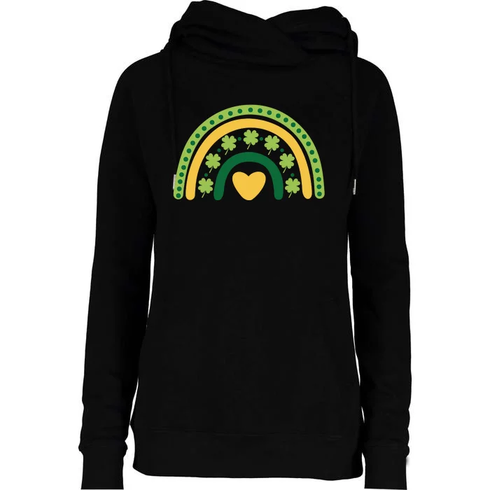 Lucky Rainbow St Patrick's Day Womens Funnel Neck Pullover Hood