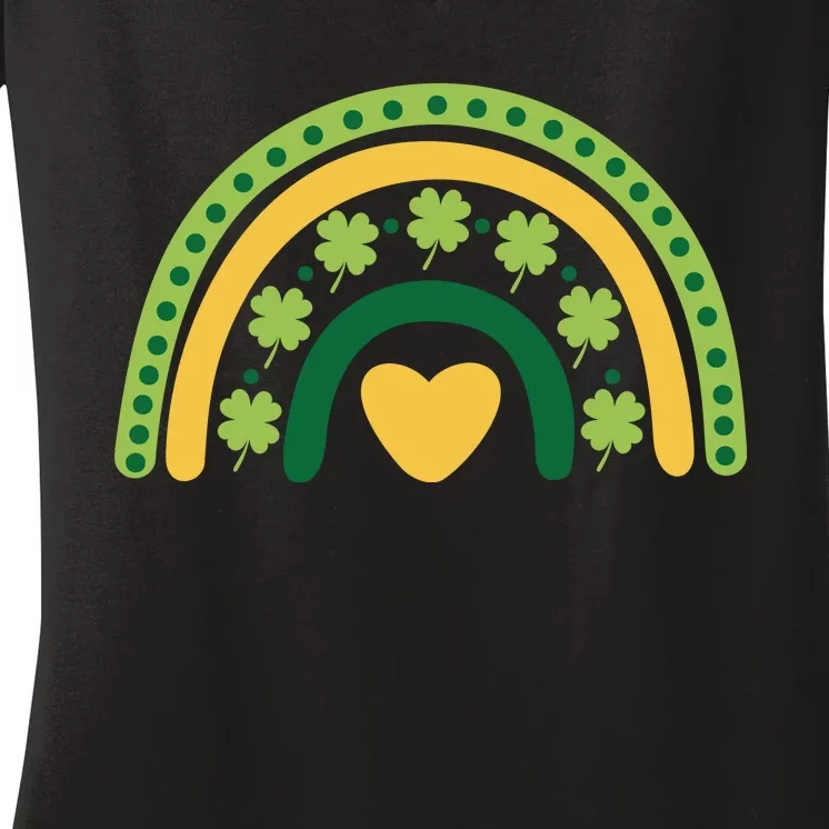 Lucky Rainbow St Patrick's Day Women's V-Neck T-Shirt