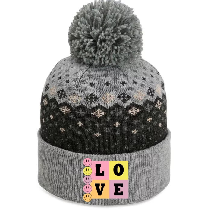 Love Retro Smile Face Cute Gift The Baniff Cuffed Pom Beanie