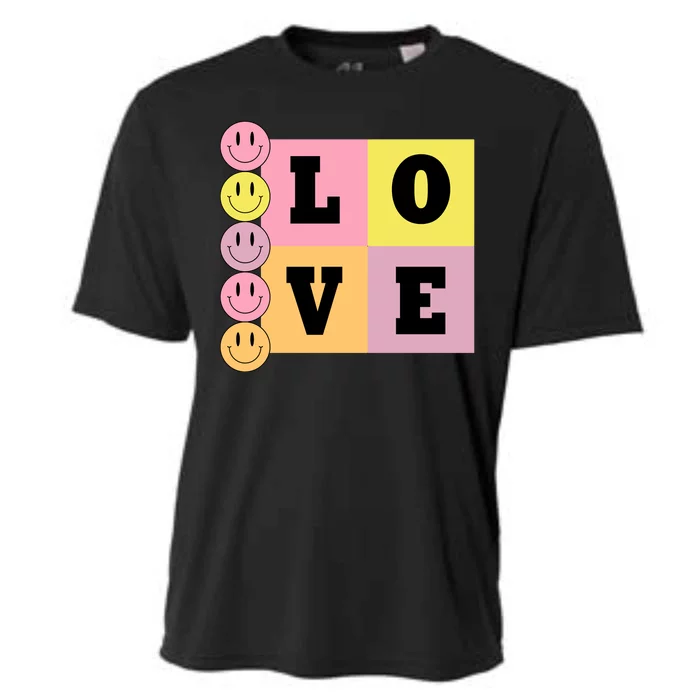 Love Retro Smile Face Cute Gift Cooling Performance Crew T-Shirt