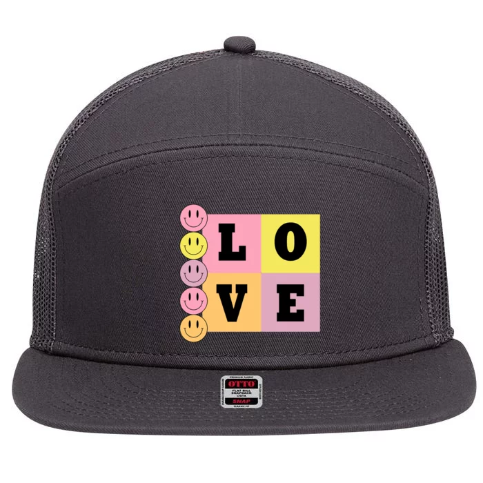 Love Retro Smile Face Cute Gift 7 Panel Mesh Trucker Snapback Hat