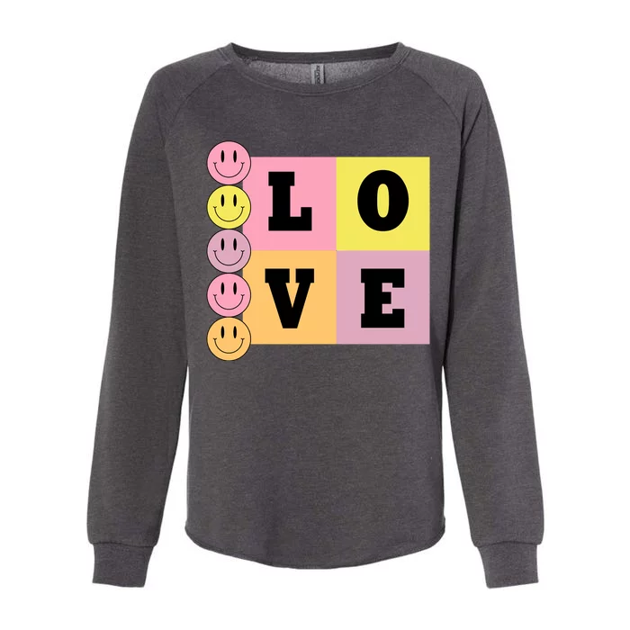 Love Retro Smile Face Cute Gift Womens California Wash Sweatshirt